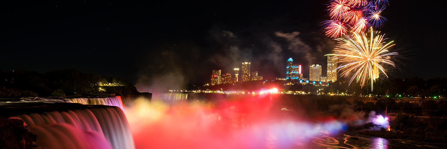 Fireworks show over the falls