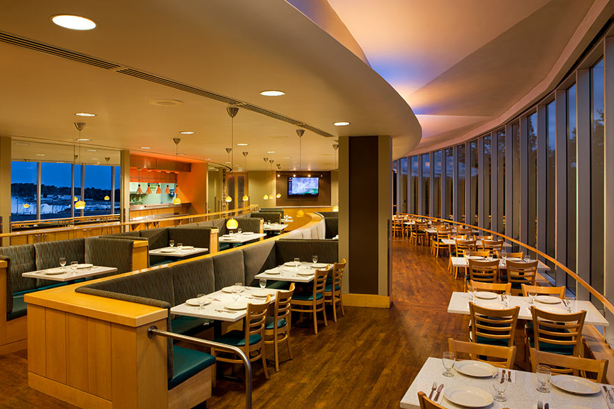View of dining area inside Top of the Falls Restaurant in Niagara Falls State Park
