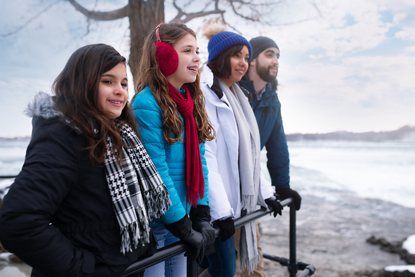 A family viewing Niagara Falls in upstate New York