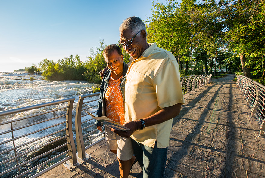 older couple looking at a map together